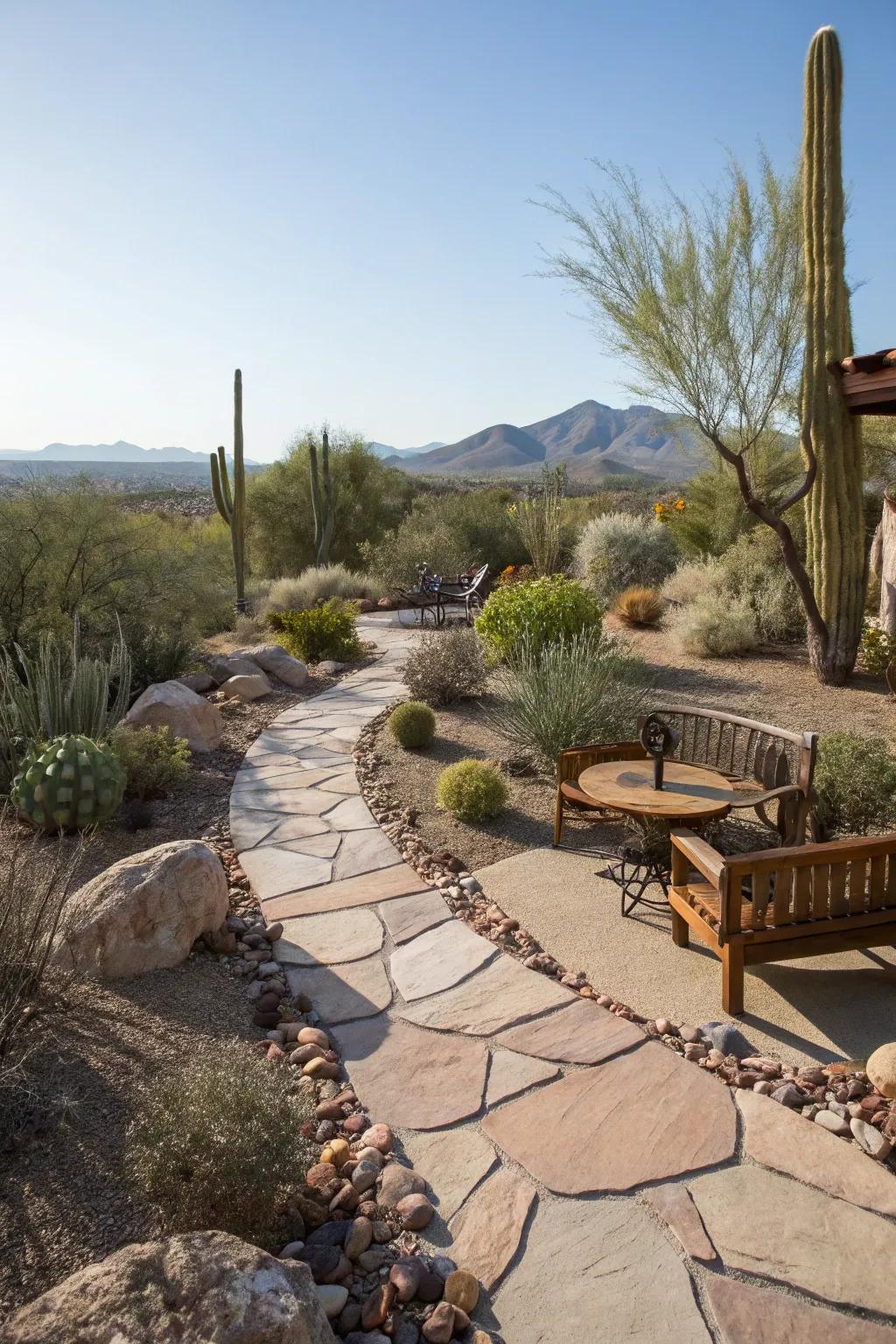 Enhance your garden's texture with natural stone accents.