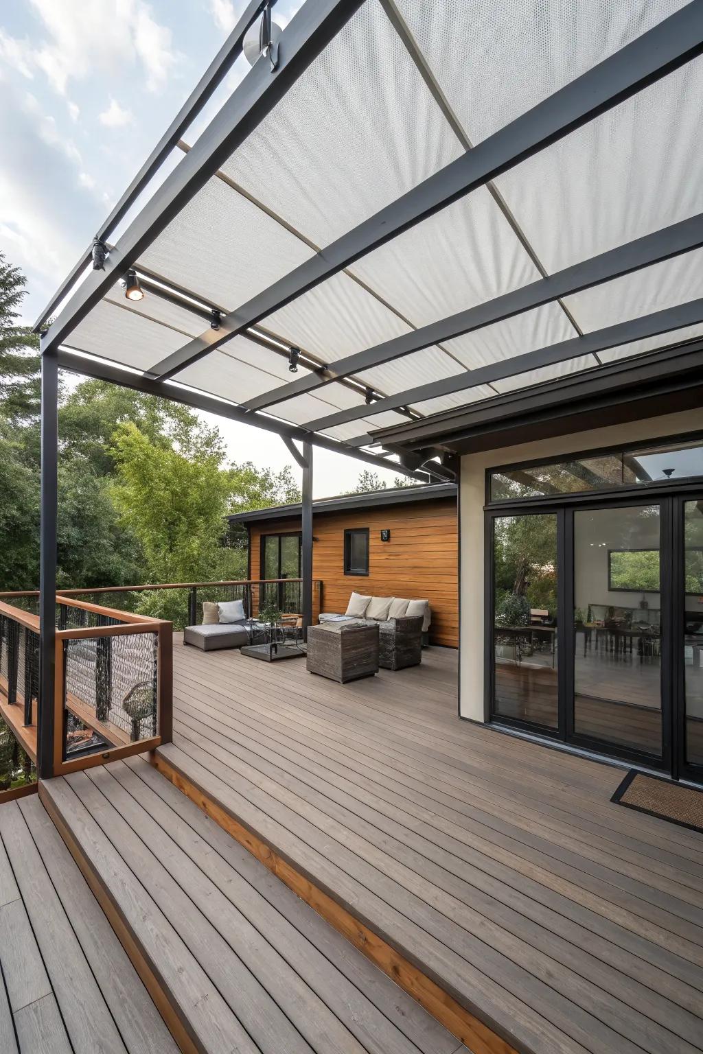 Mixing materials can lead to a truly unique and personal deck roof design.