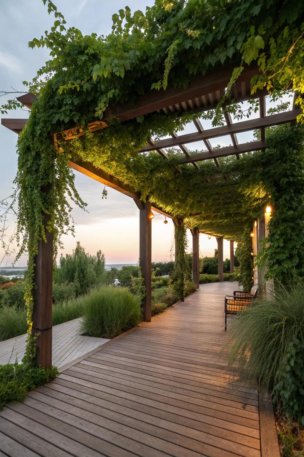Integrate nature with a pergola garden feature.