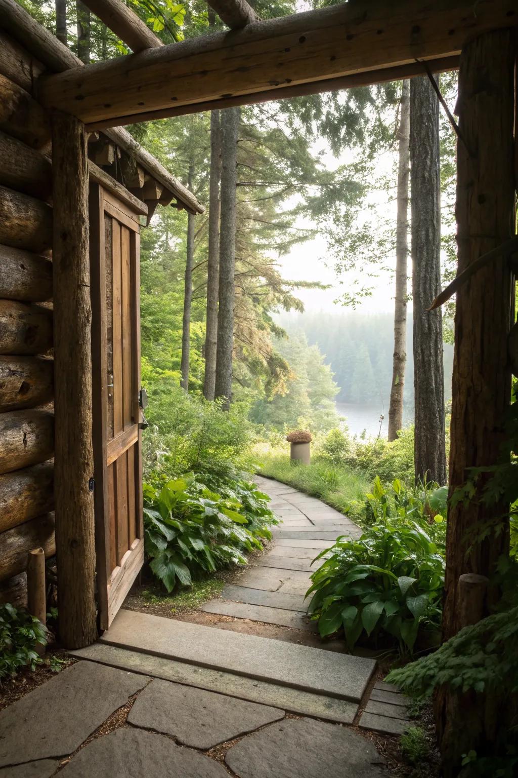 Logs bring a rustic and natural charm to your landing.