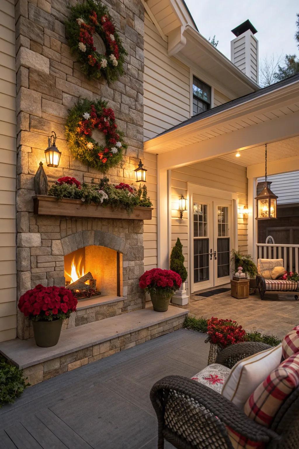 Seasonal decor adds a fresh touch to the porch.