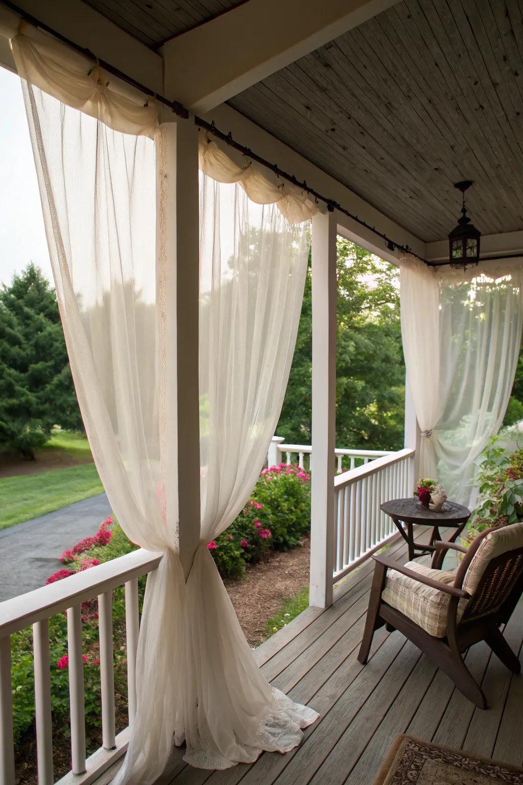 Curtains add privacy and elegance to your porch.