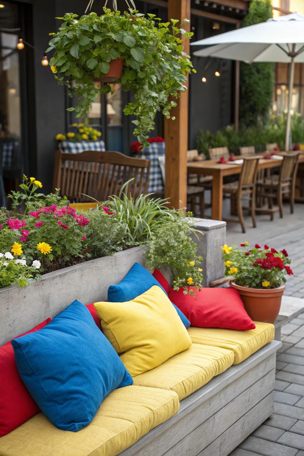 Colorful accents bring vibrancy and personality to your patio.
