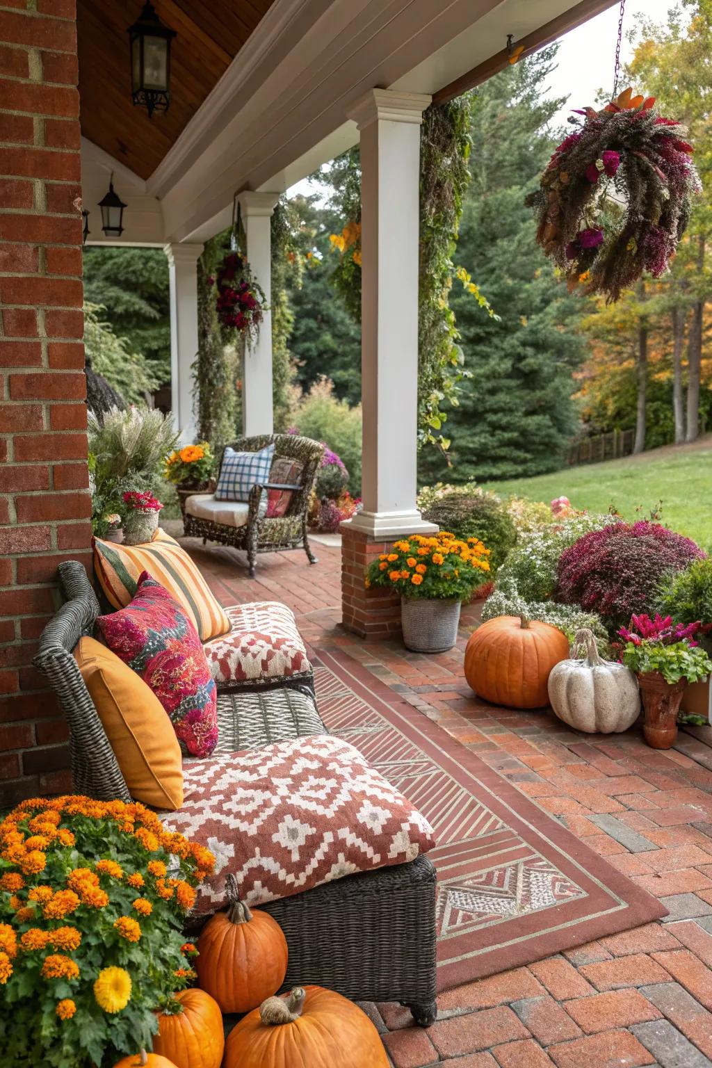 Seasonal accents keep a patio fresh and inviting all year round.