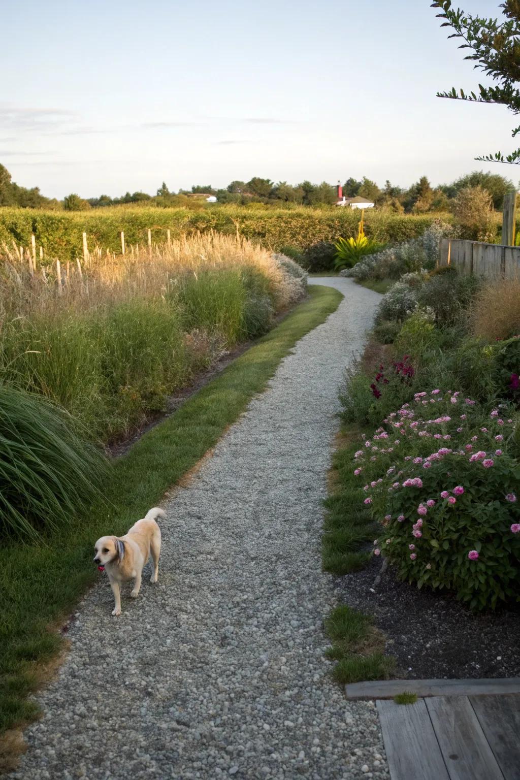 Soft pathways that are gentle on paws and pleasing to the eye.