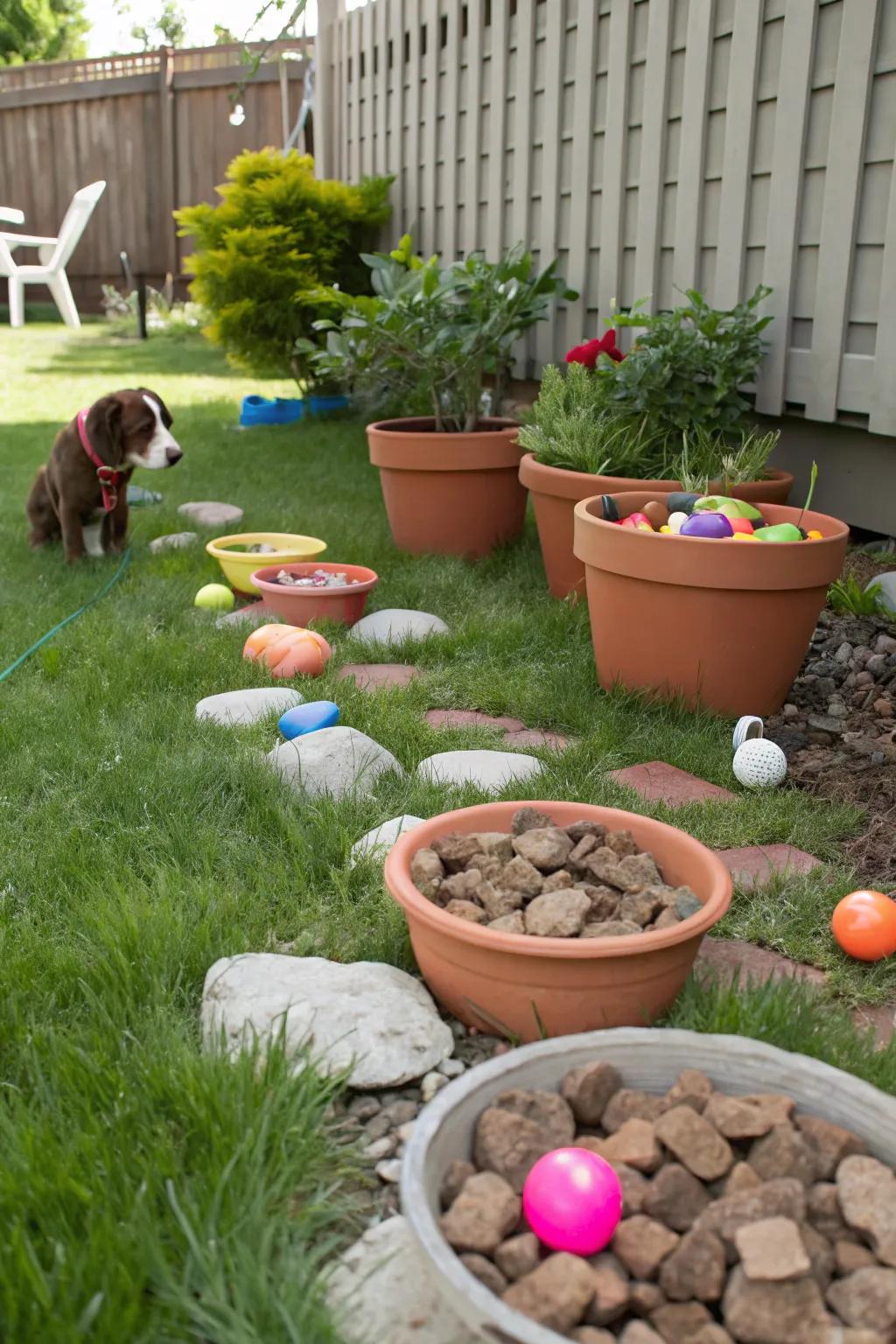 Engage your dog's foraging instincts with a treat hunt area.