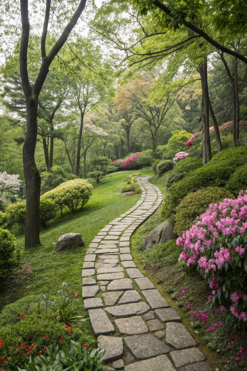 Stone pathways create elegant and functional routes through your garden.