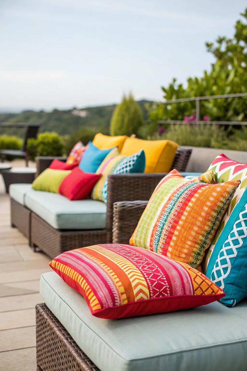 Add a splash of color and comfort to your outdoor seating.