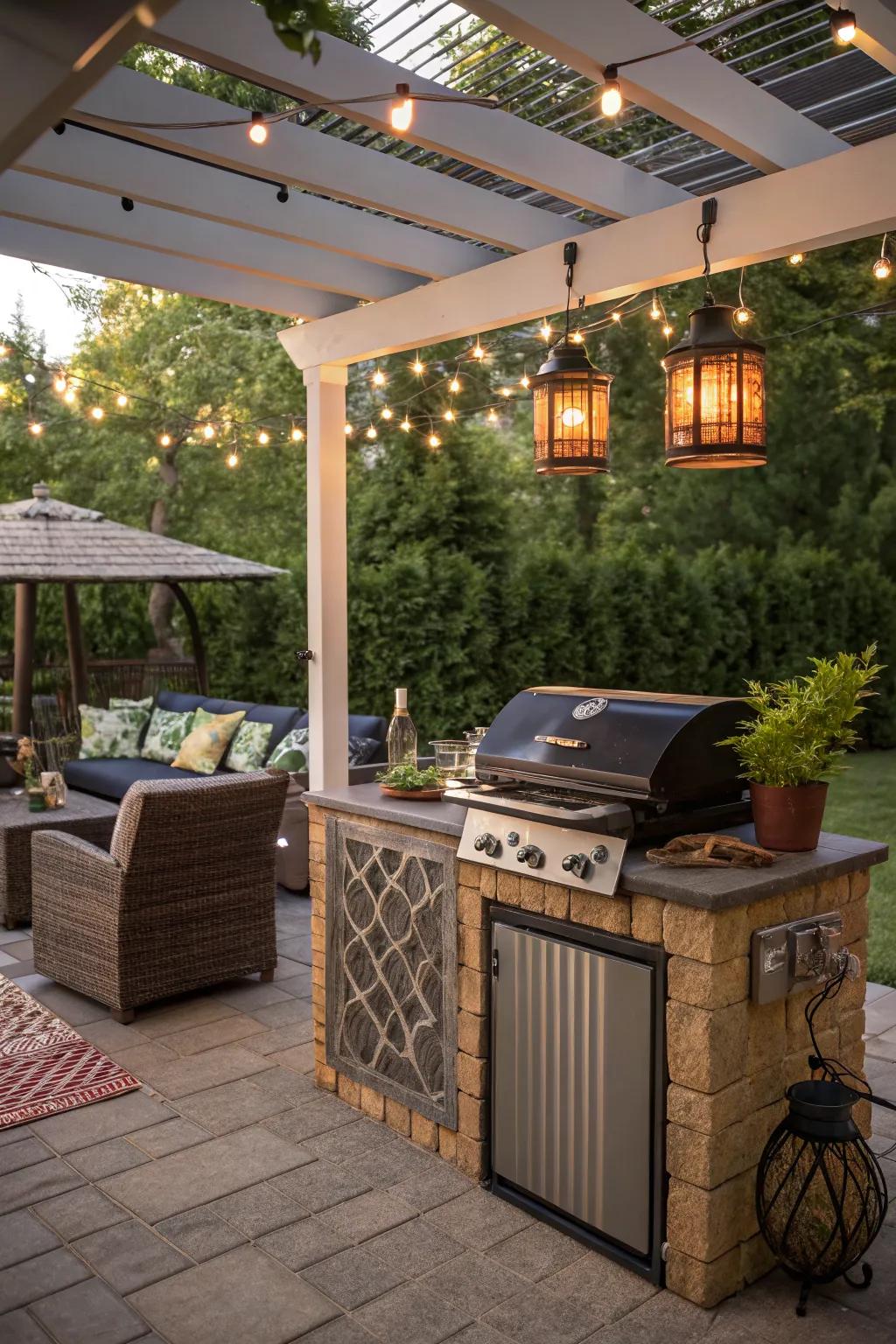 Eco-friendly elements create a sustainable and stylish patio.