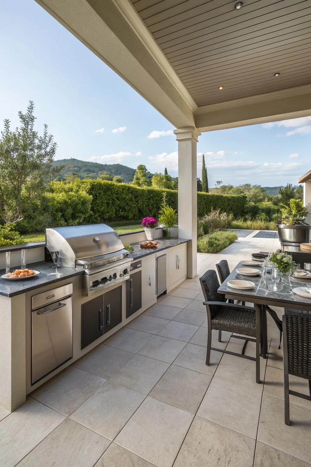 Cook and entertain in style with a tiled outdoor kitchen.