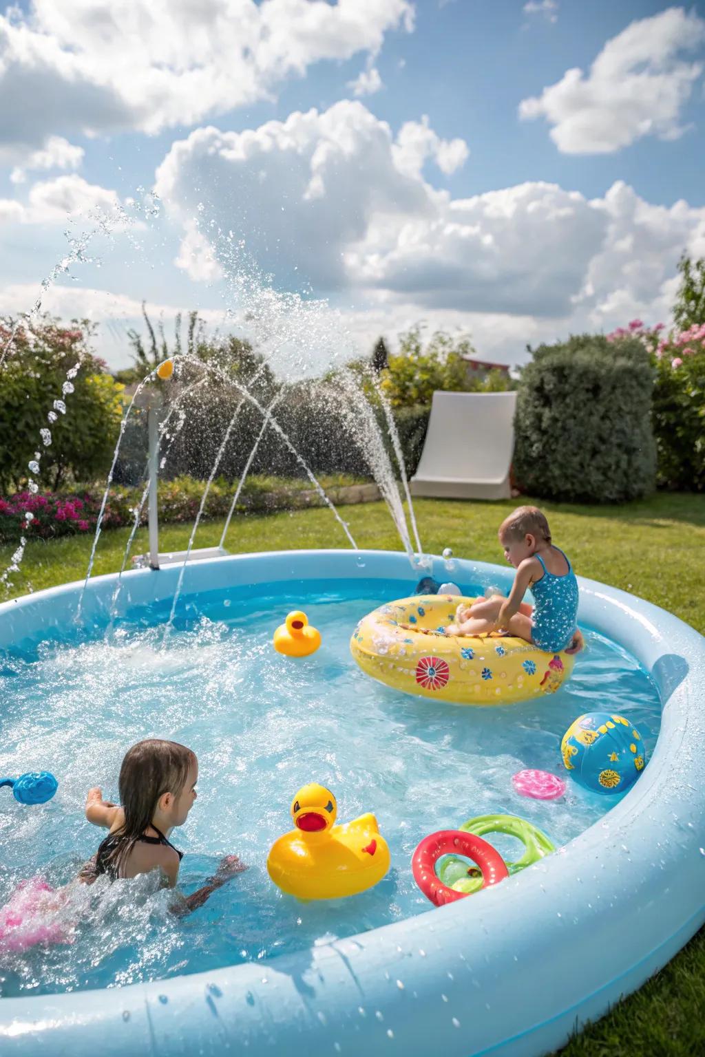 A splash zone ensures safe and exciting fun for kids.