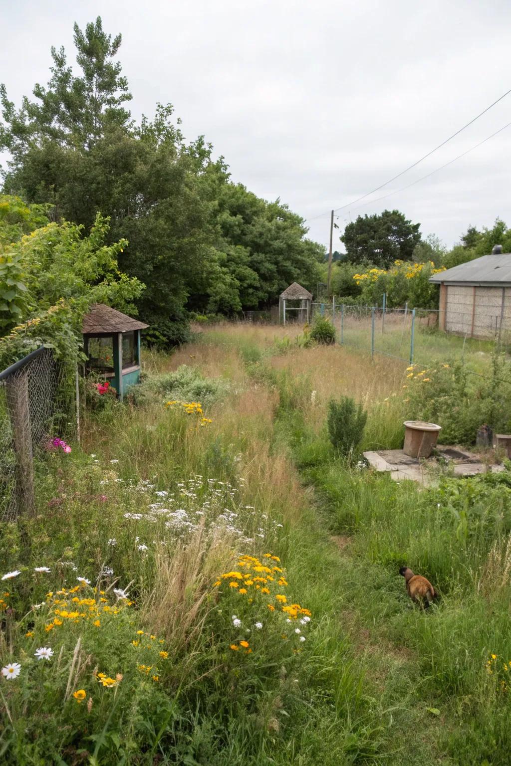 Invite wildlife with untrimmed wild areas in your backyard.
