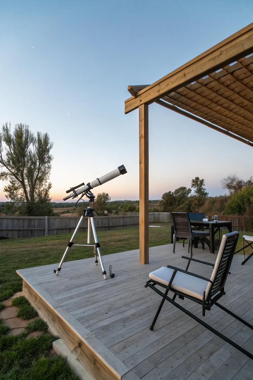 Minimalist decks invite contemplation under the stars.