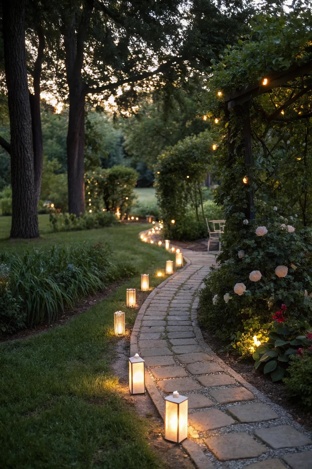 Solar-powered lights offer sustainable and beautiful garden lighting.