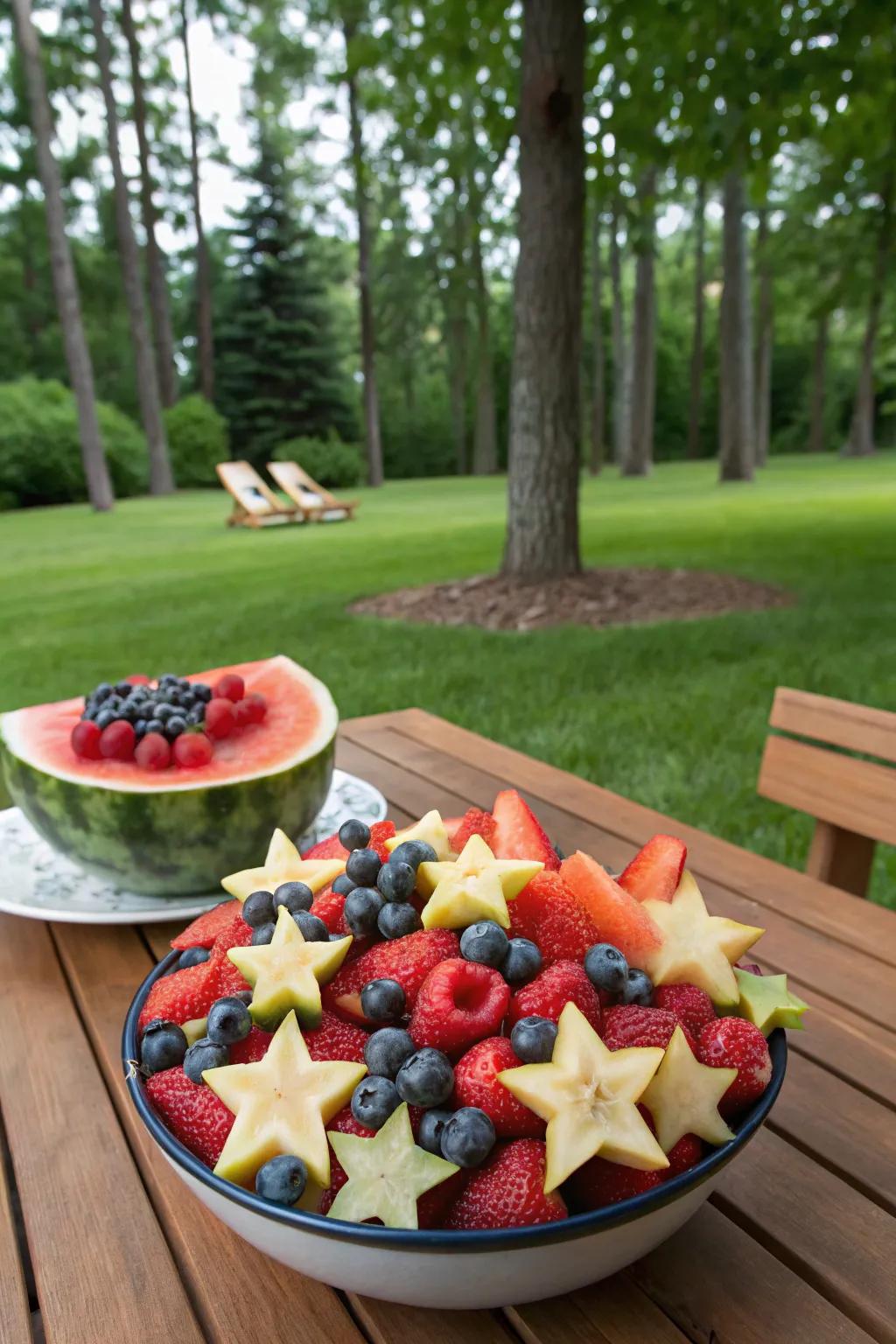 A firecracker fruit salad is a healthy and festive treat.