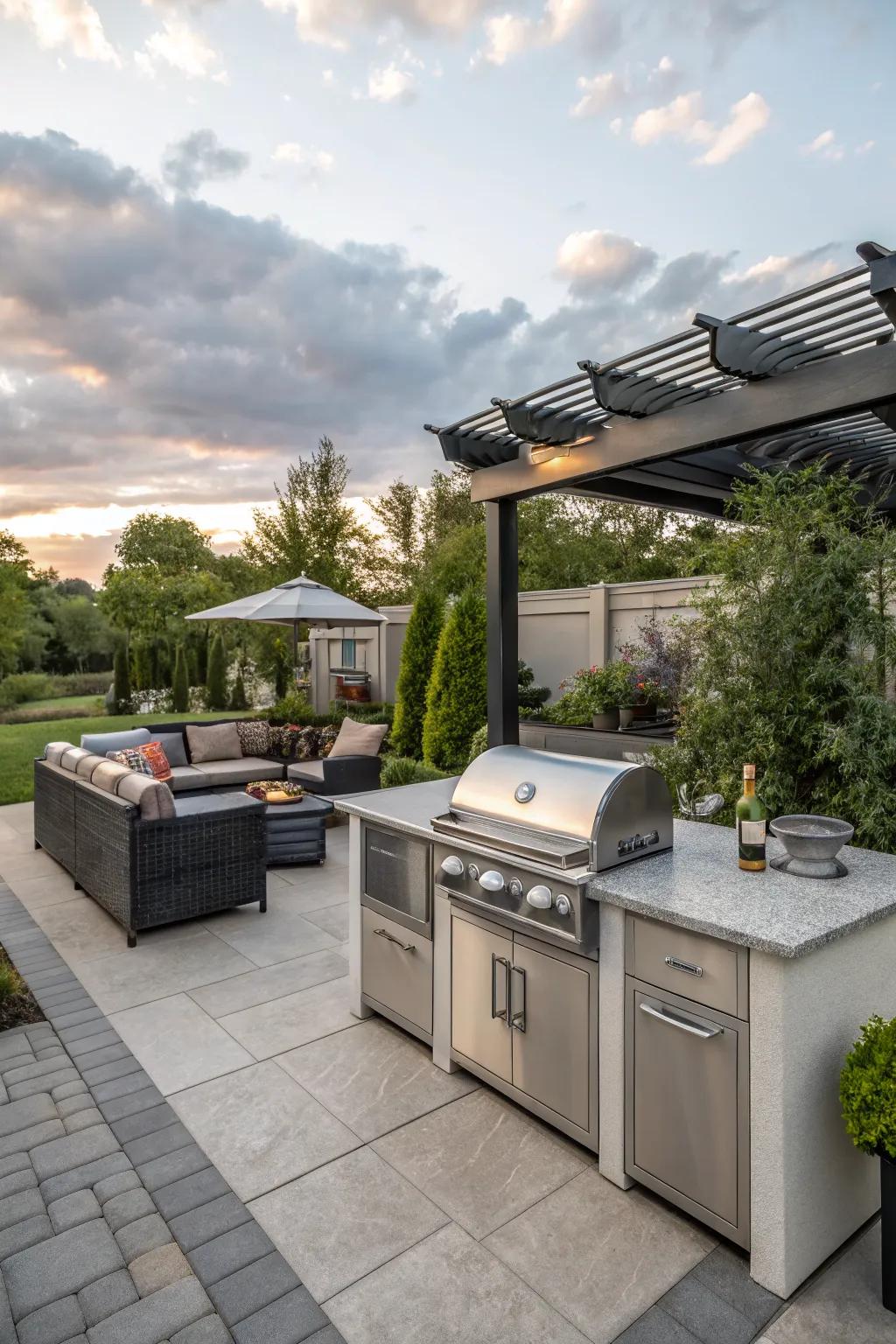 An outdoor kitchen transforms your patio into a culinary haven.