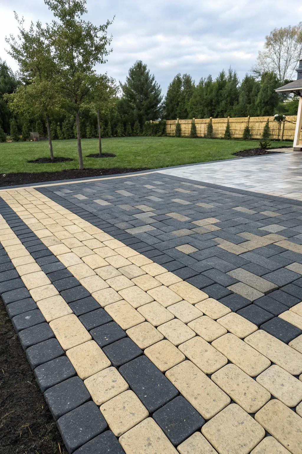 Bold color contrasts on a paver patio