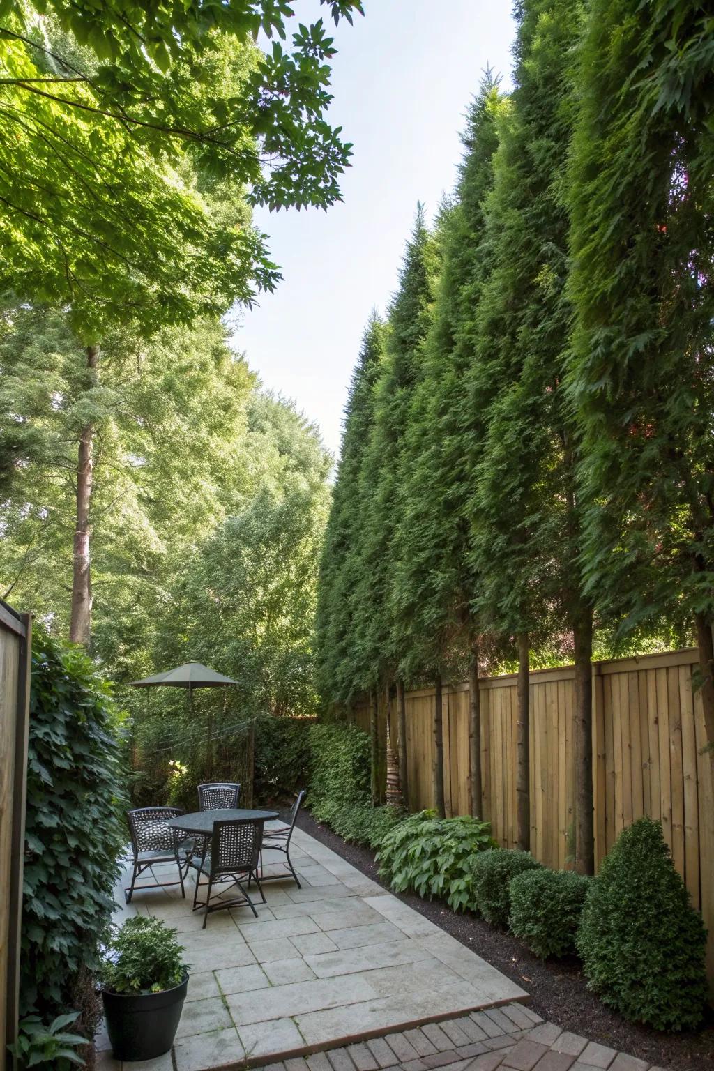 Privacy trees provide a lush and organic privacy solution.