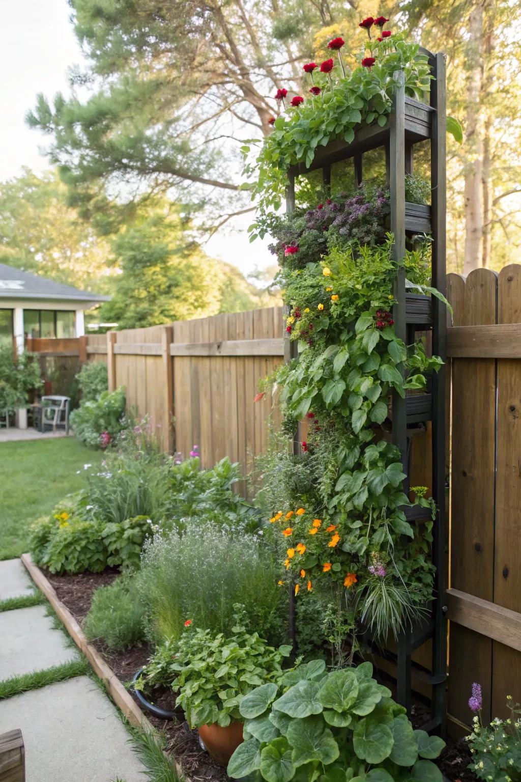 Vertical gardens maximize space and offer delightful scents.