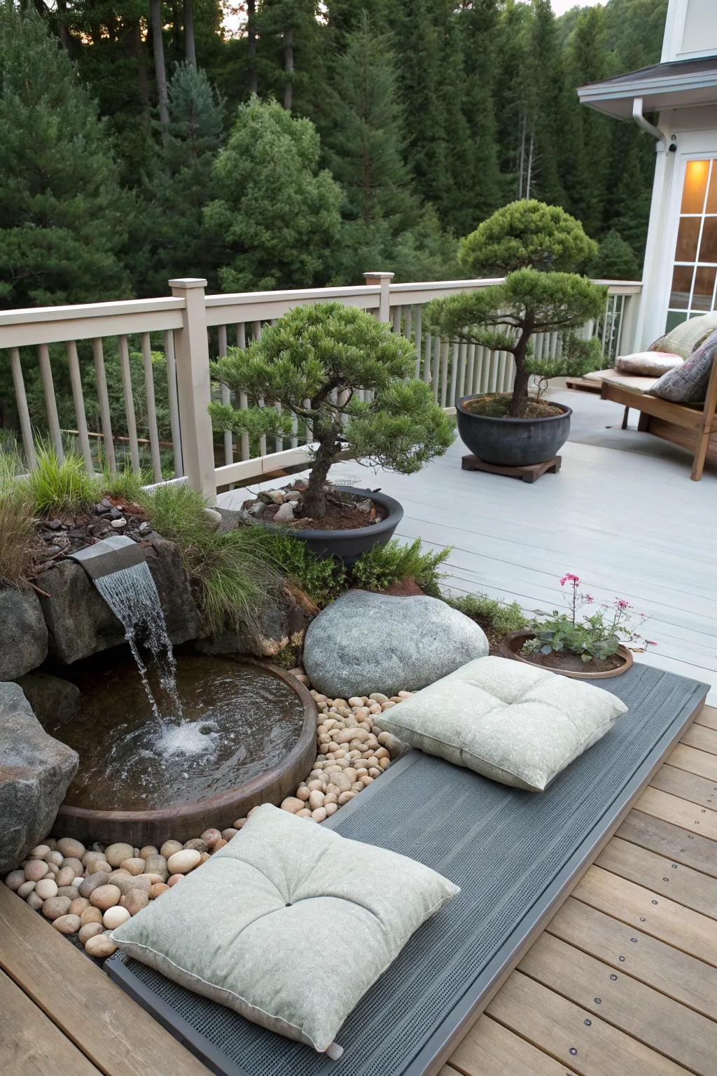 A Zen zone offers a peaceful retreat on your deck.