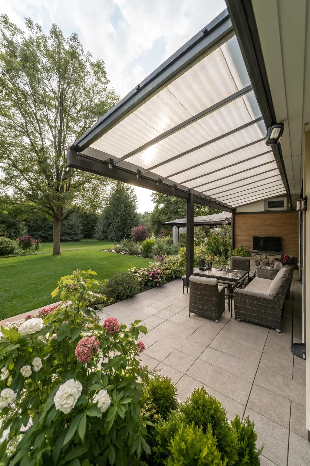 Retractable roof systems provide versatile shading solutions.