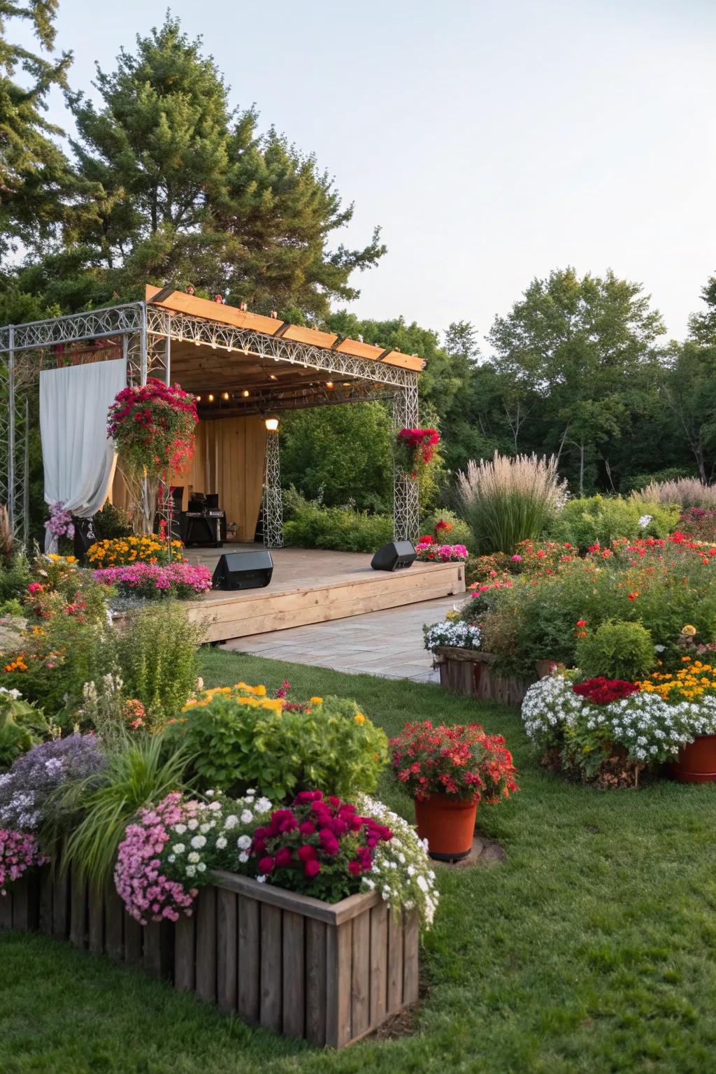 Flower planters bring natural beauty and elegance to your stage.