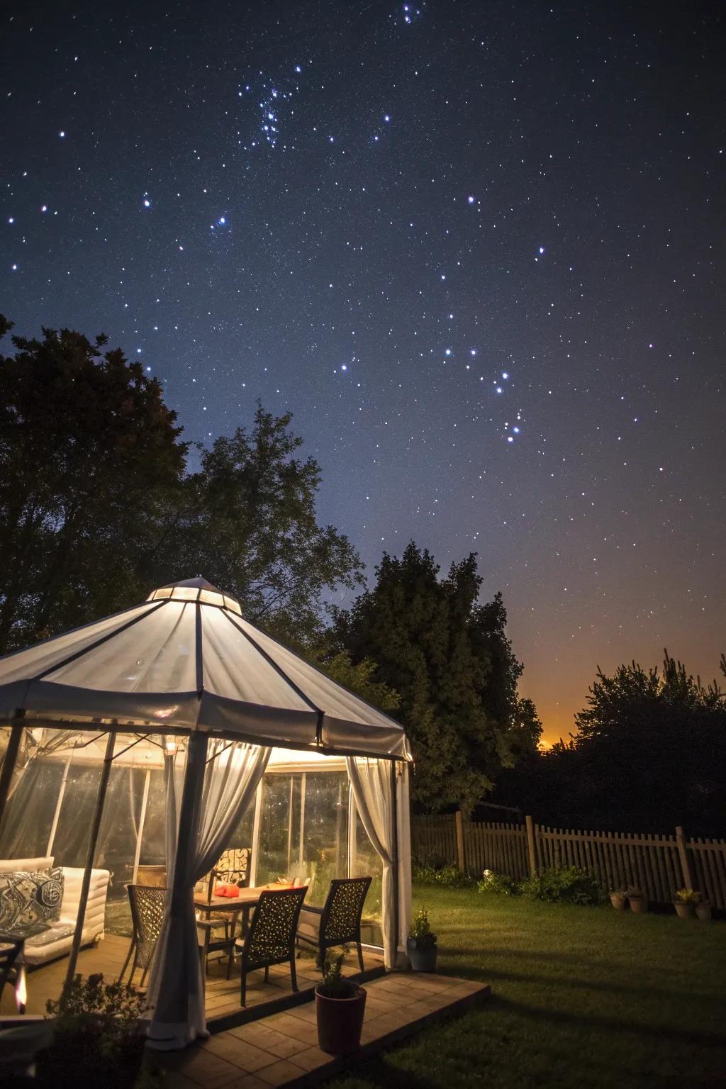Enjoy the beauty of the night sky from the comfort of your tent.
