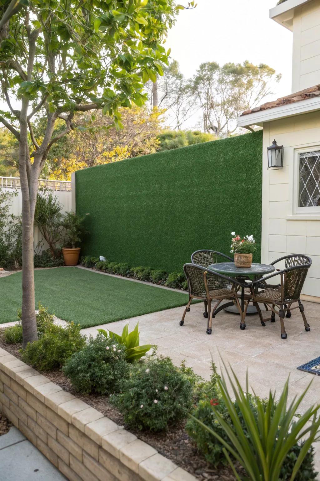 Artificial turf walls provide a hassle-free green solution.