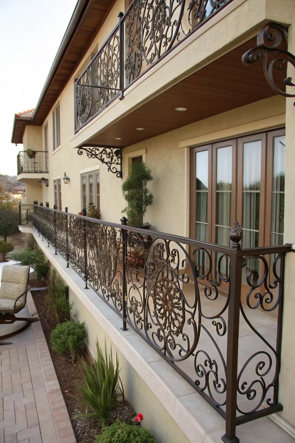 Custom artistic metalwork railings for a personal touch.