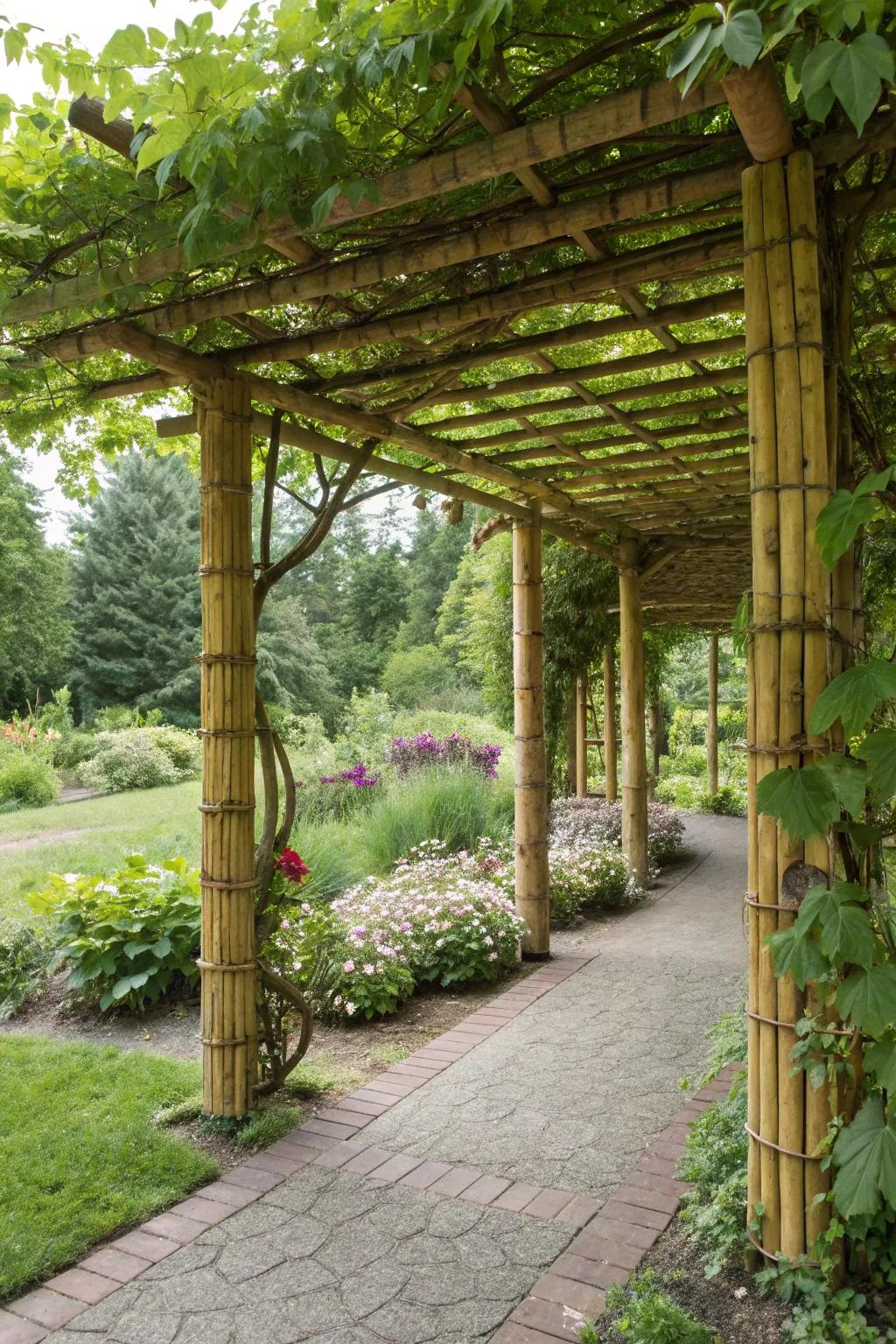 Relax in style with a bamboo pergola.
