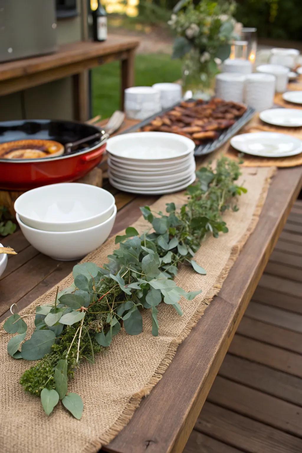 Natural table runners that enhance the table’s aesthetic.