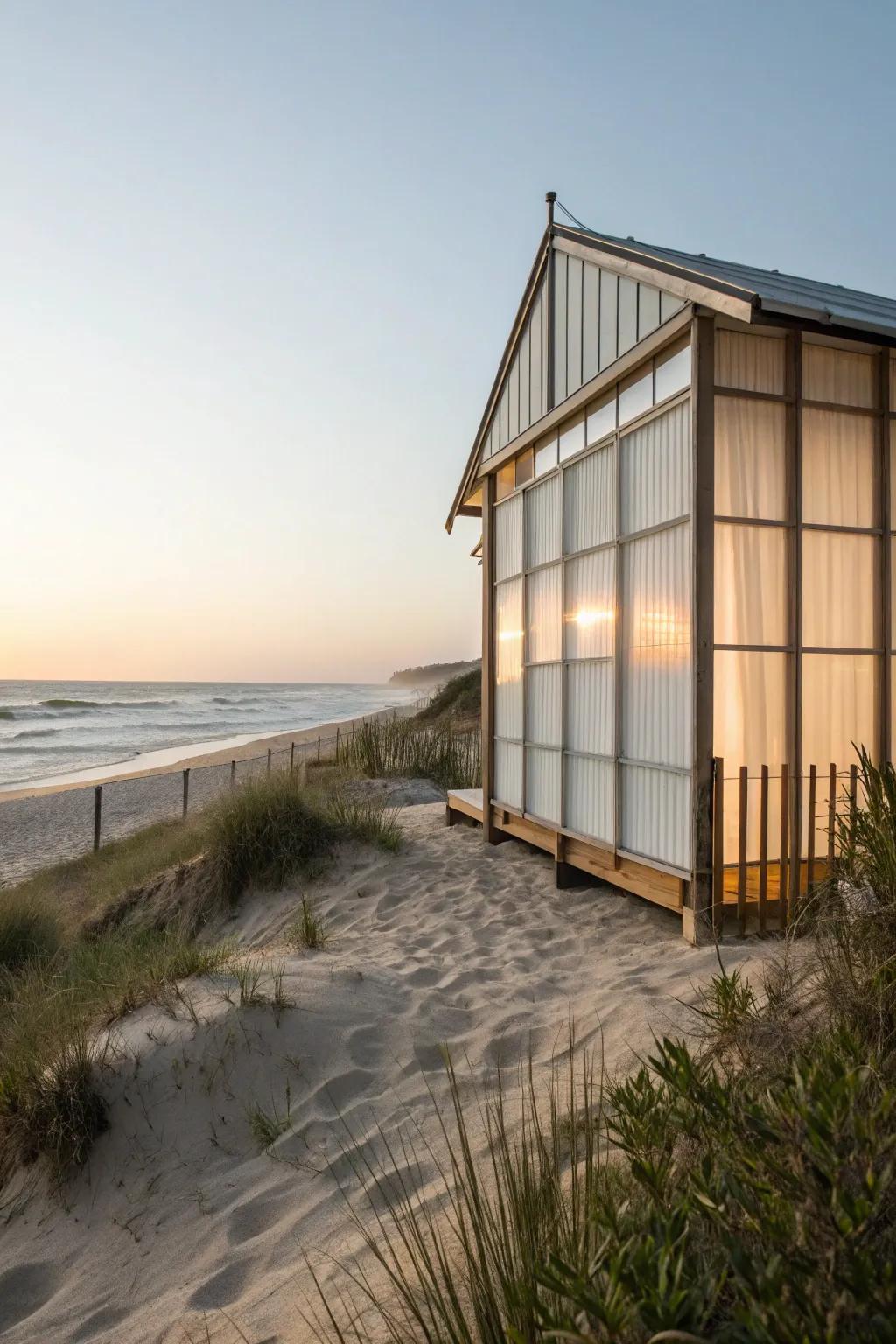 Translucent panels for a light-filled beach house.