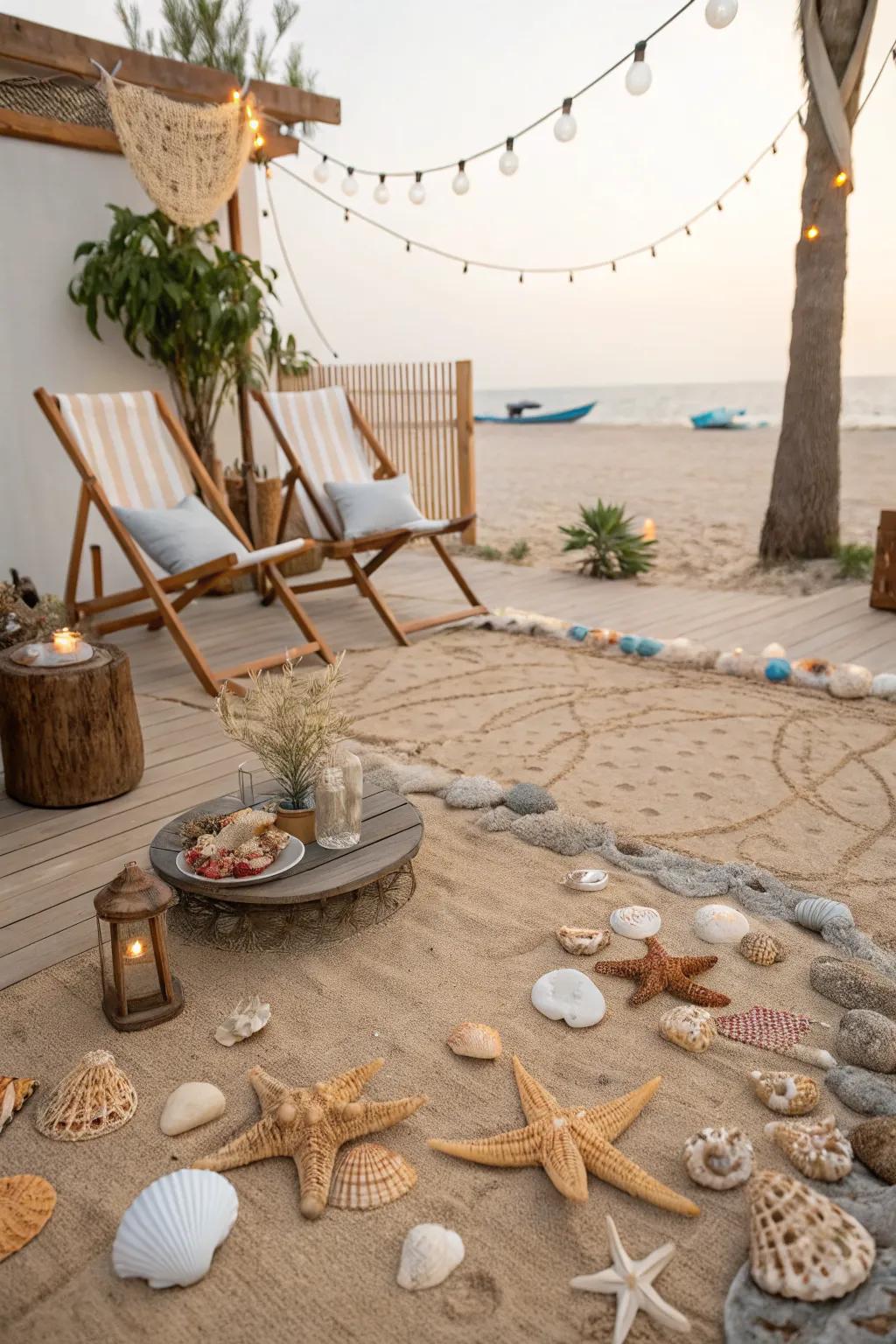 Shell decor adds a charming coastal touch.