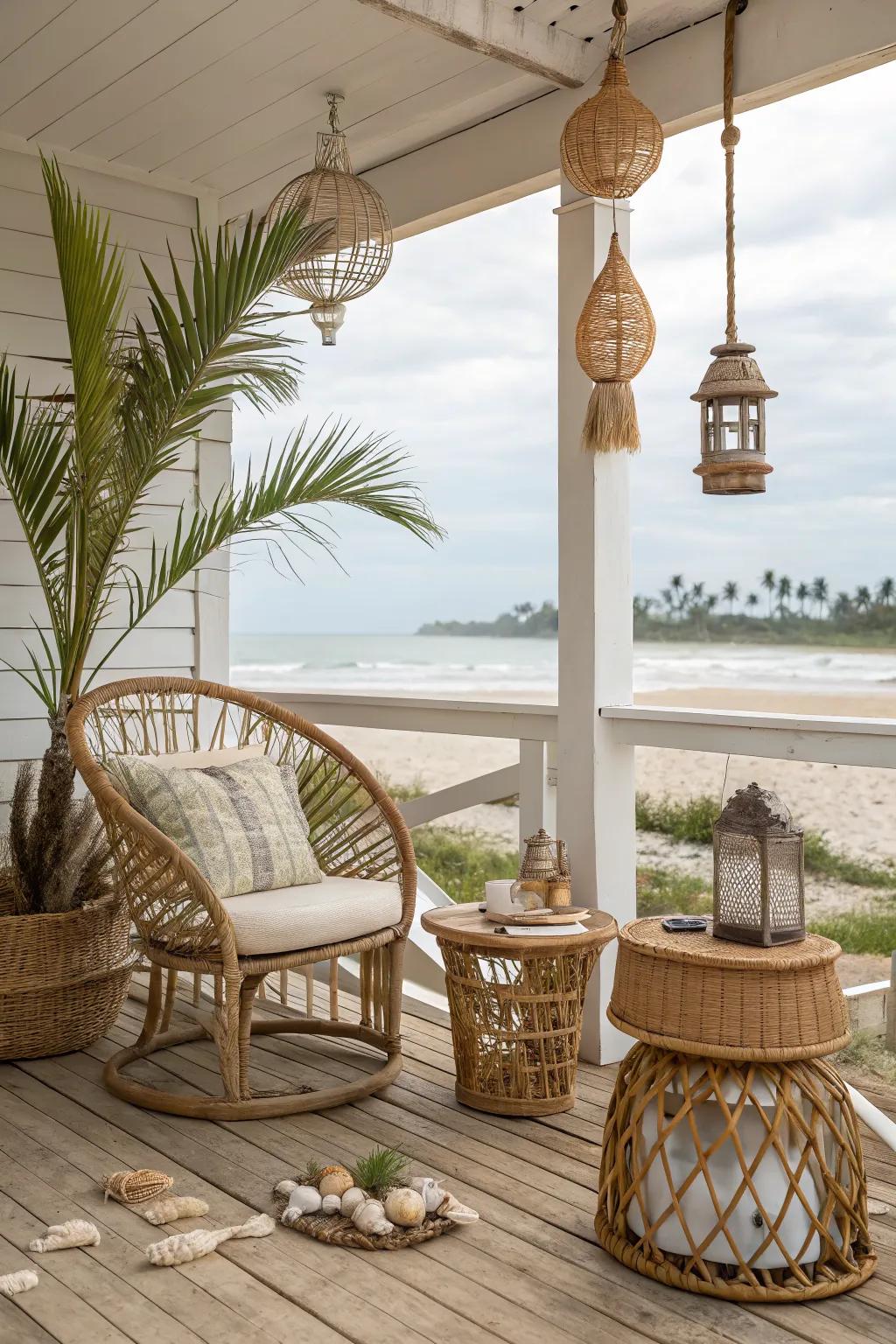 Island style decor brings resort vibes to your porch.