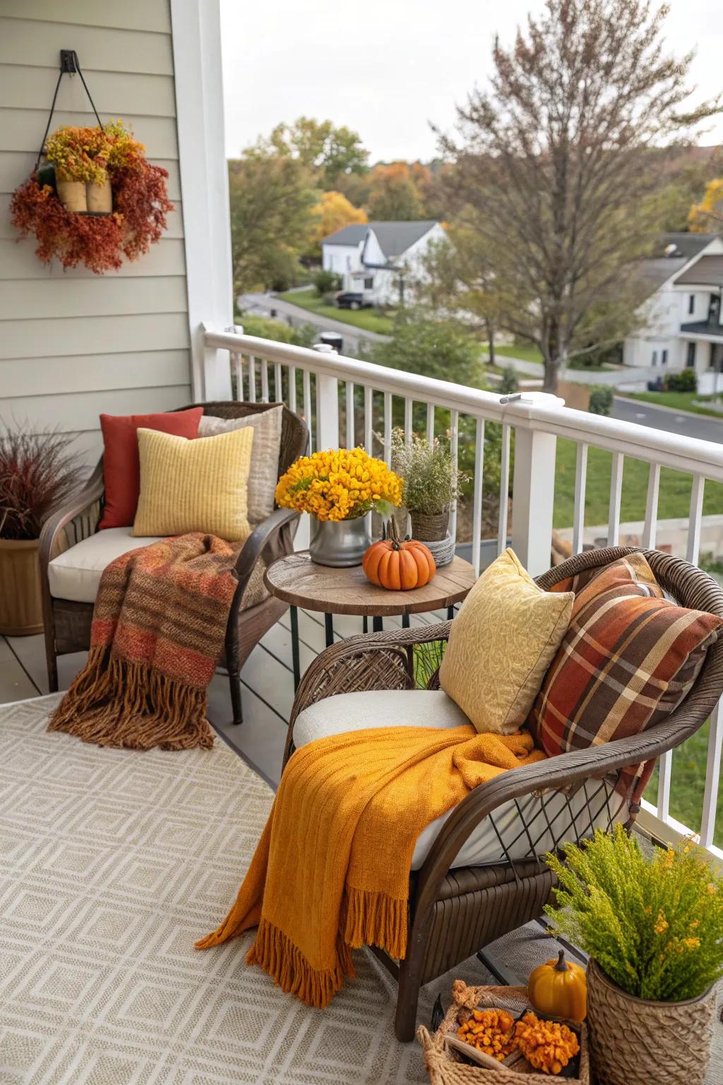 A versatile balcony that evolves with the seasons.