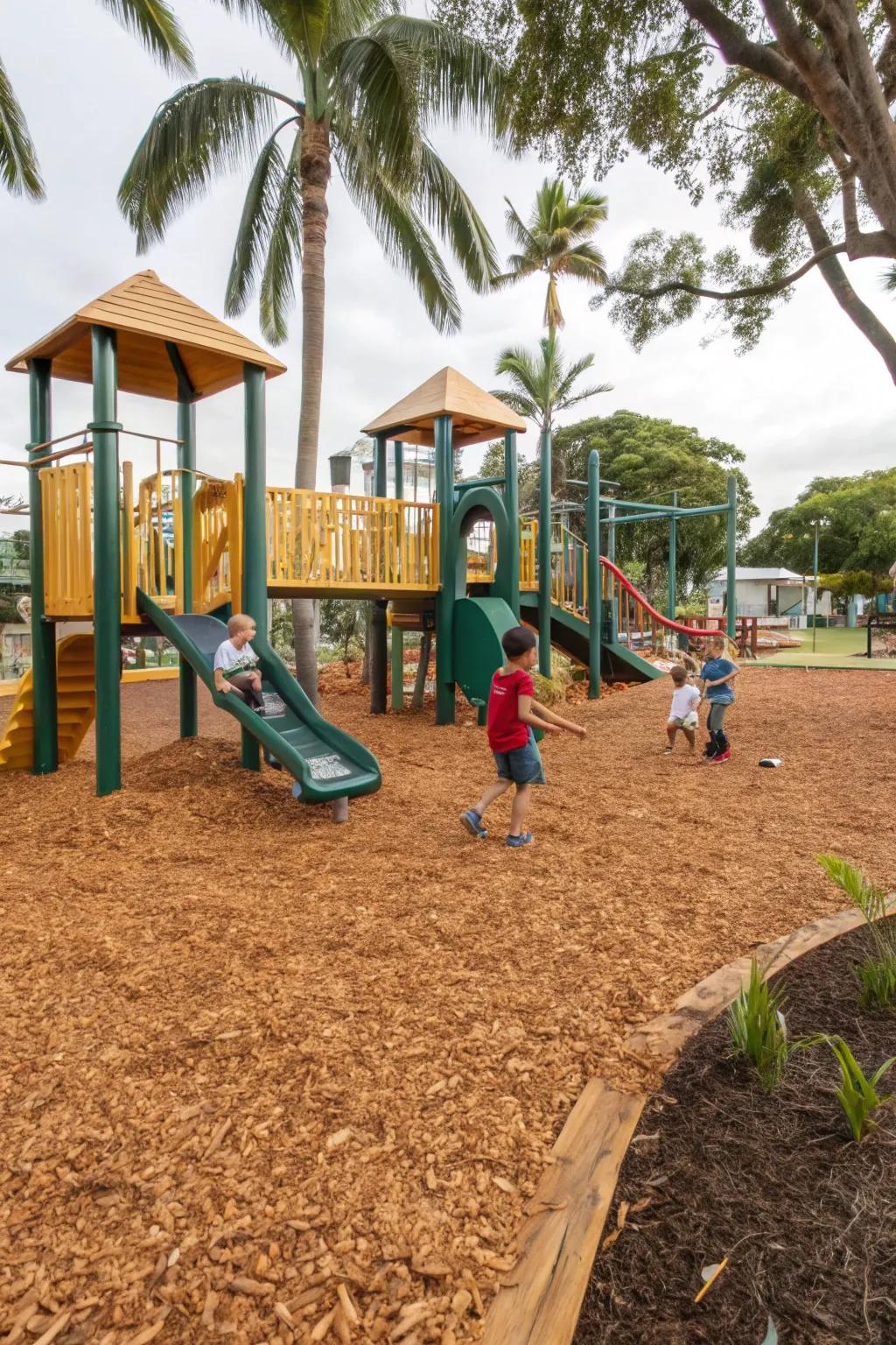 Coconut husk offers a sustainable, soft playground surface.