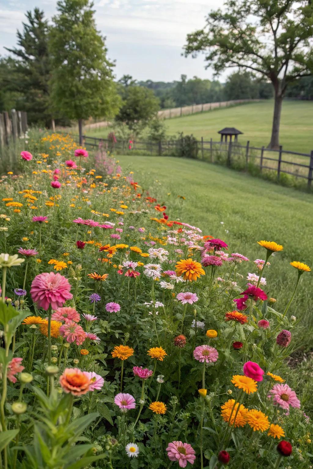 A wildflower meadow brings a burst of natural beauty to your backyard.