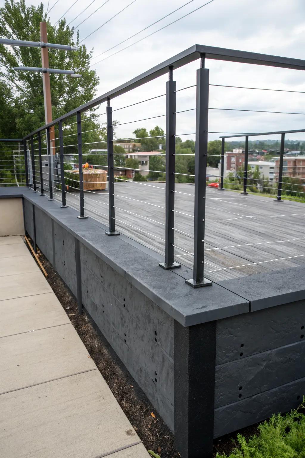 Concrete skirting offers a solid and modern look.