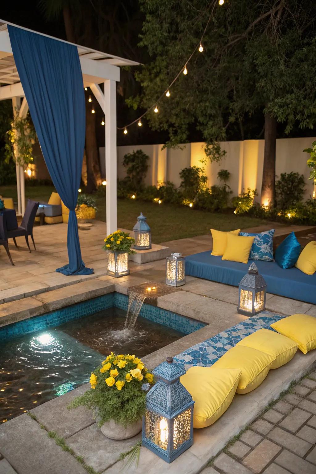 A water feature adding tranquility and relaxation.