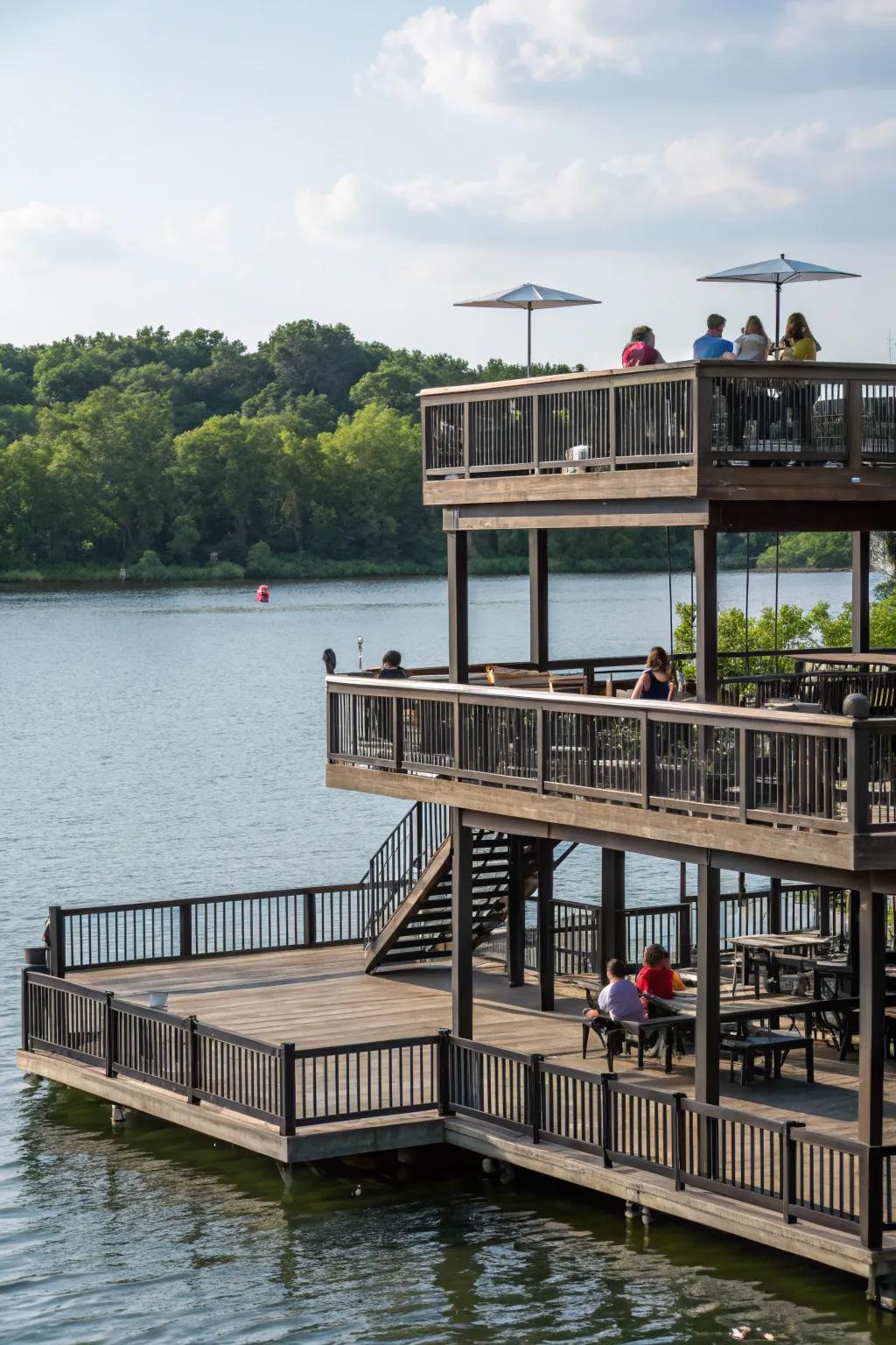 A dual-level dock provides extra space and stunning views.