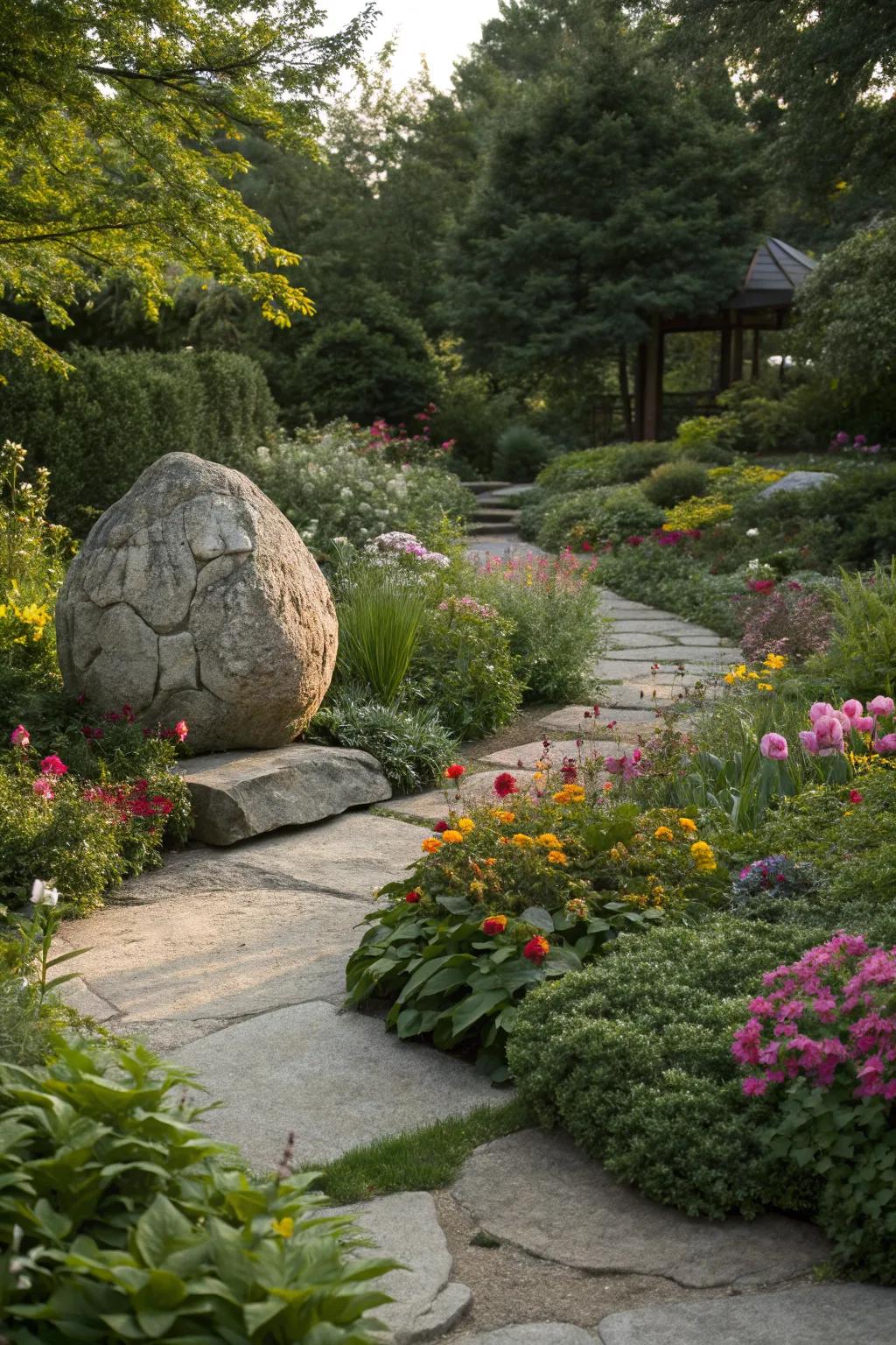 Express creativity with a striking boulder sculpture.