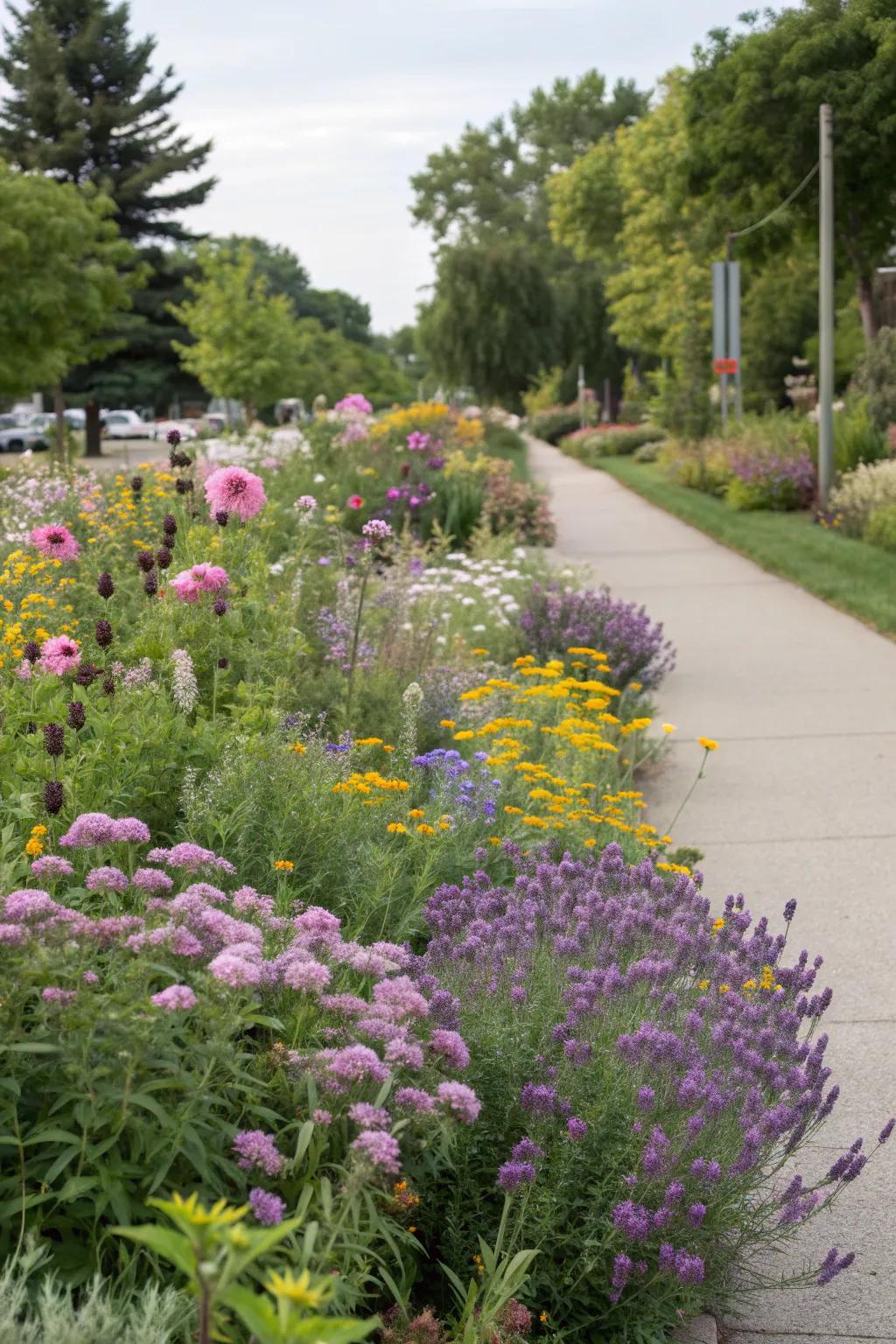 Pollinator-friendly plants attract bees and butterflies.