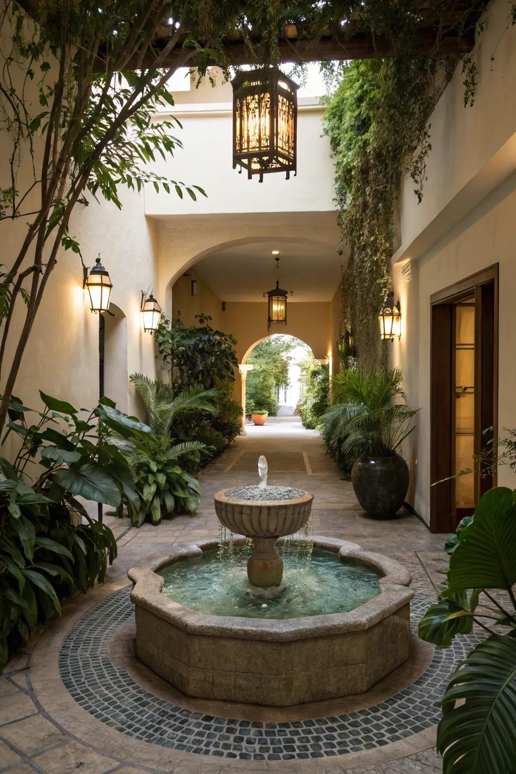 Enhance tranquility with a soothing water feature.