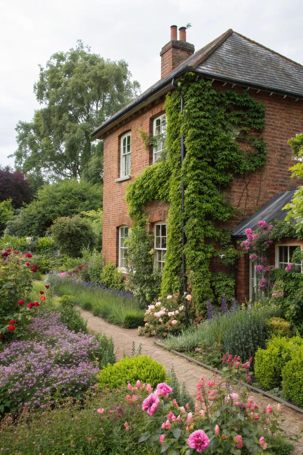 Vertical gardens add life and beauty to brick walls.