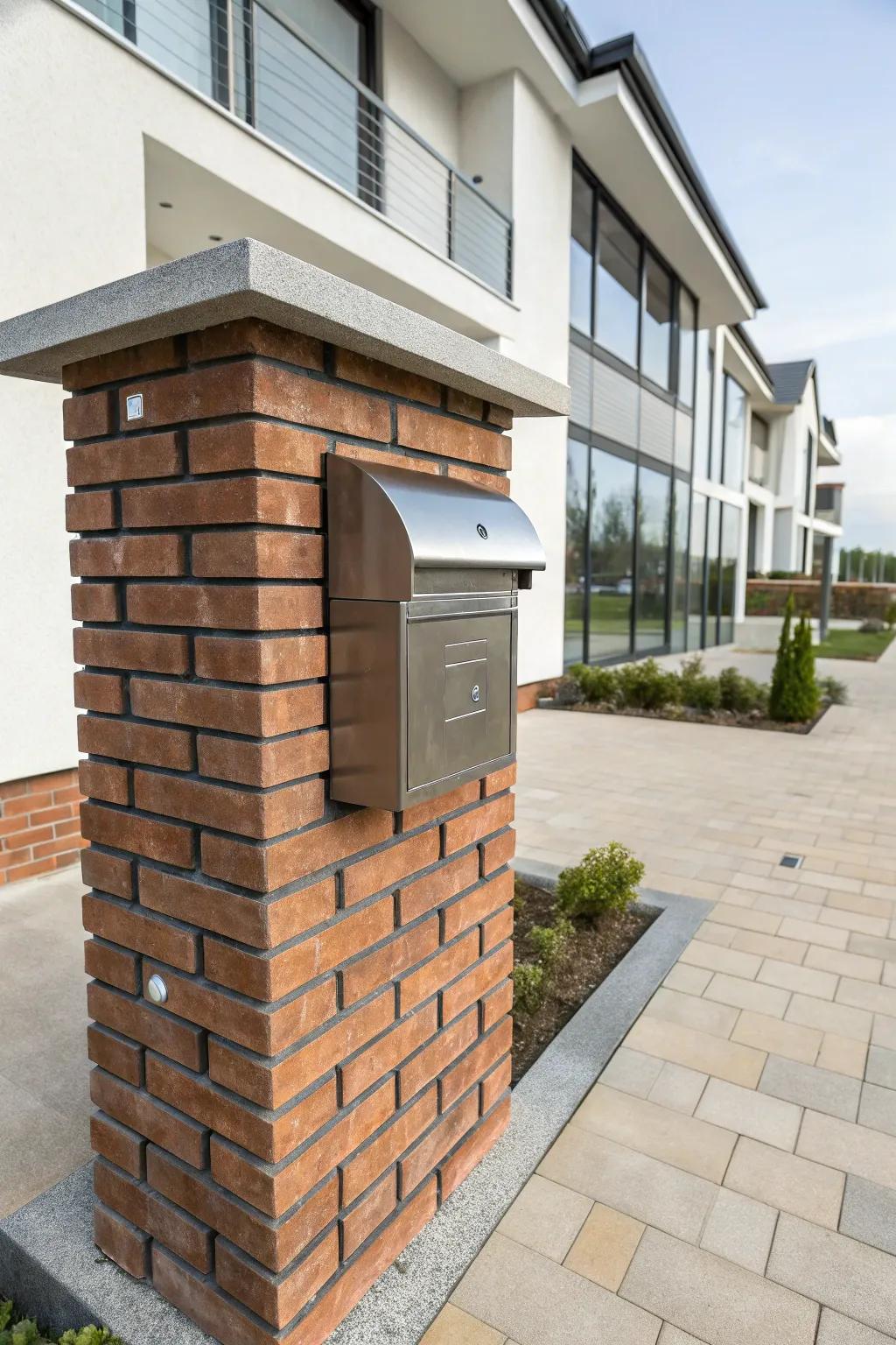 Achieve a modern look with a sleek metal mailbox topper.