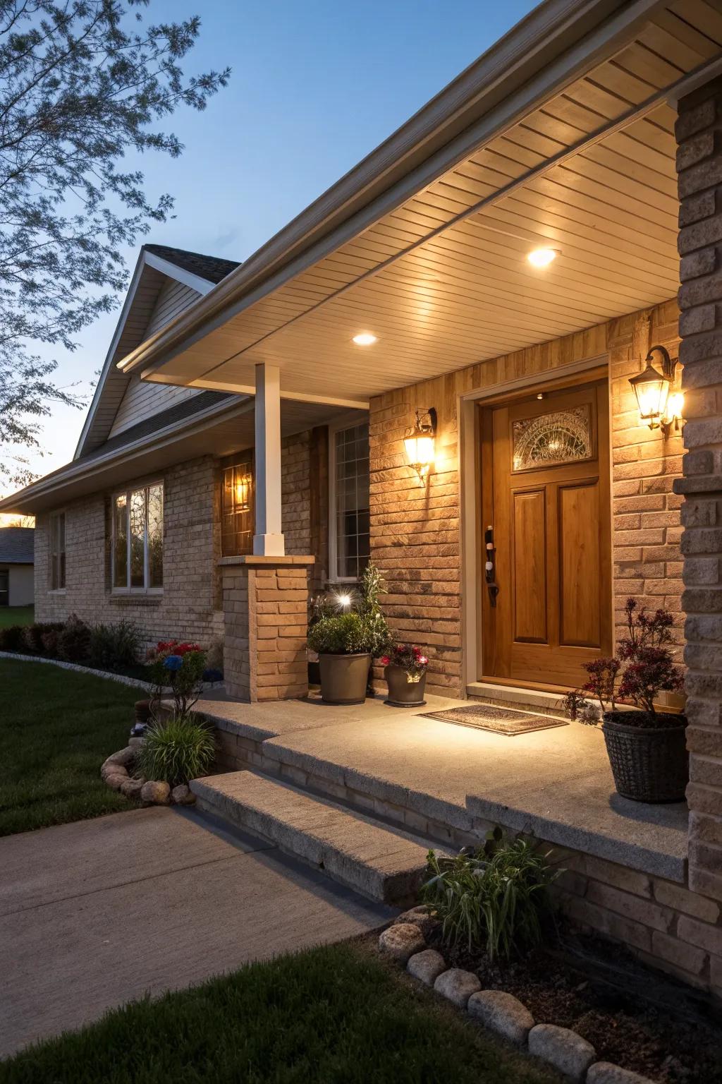 Solar lights offer sustainable and stylish porch lighting.