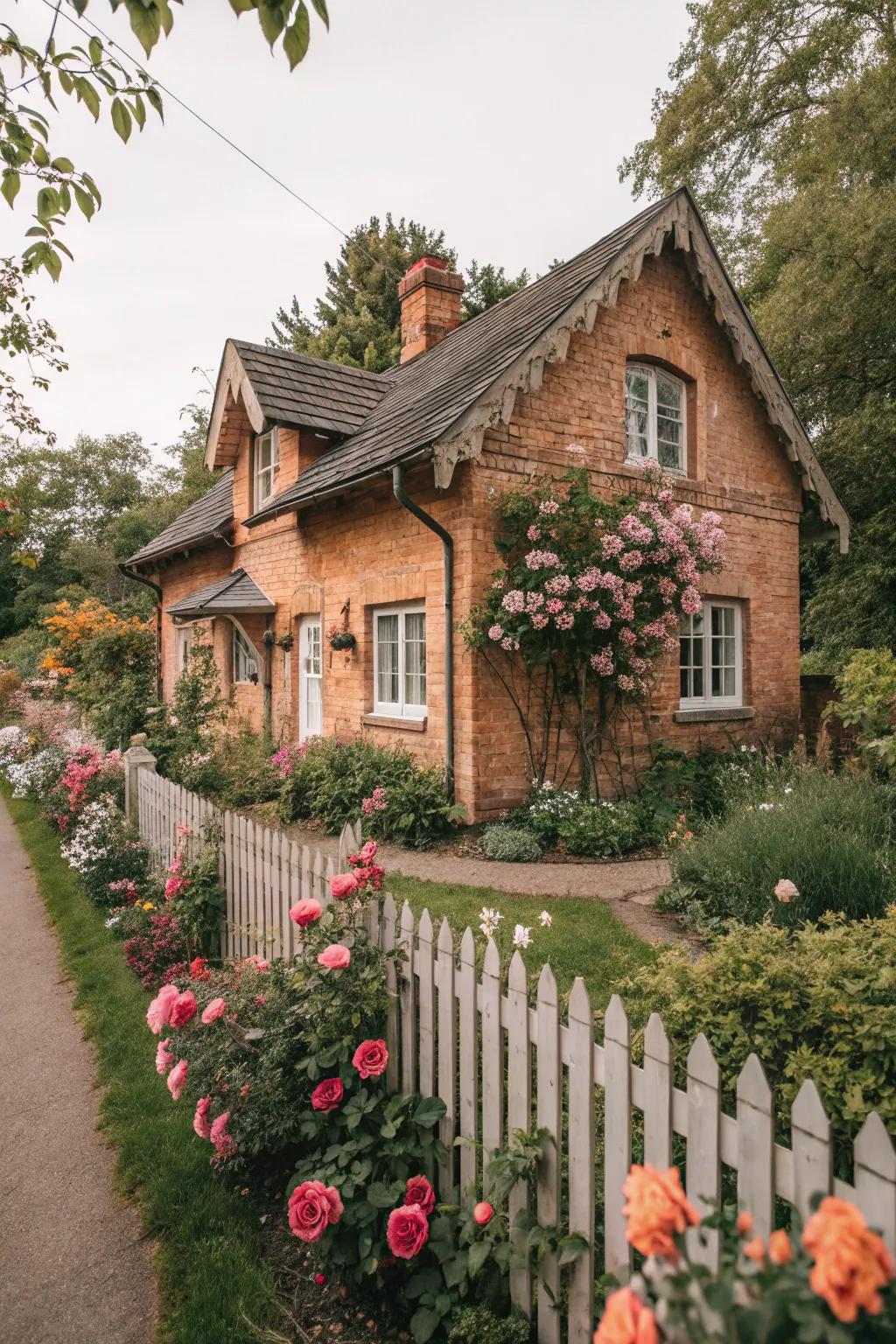 Peach stain creates a soft and welcoming facade.