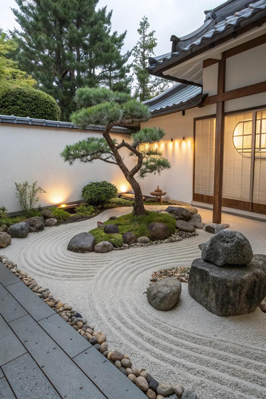 Zen gardens offer tranquility and require little maintenance.