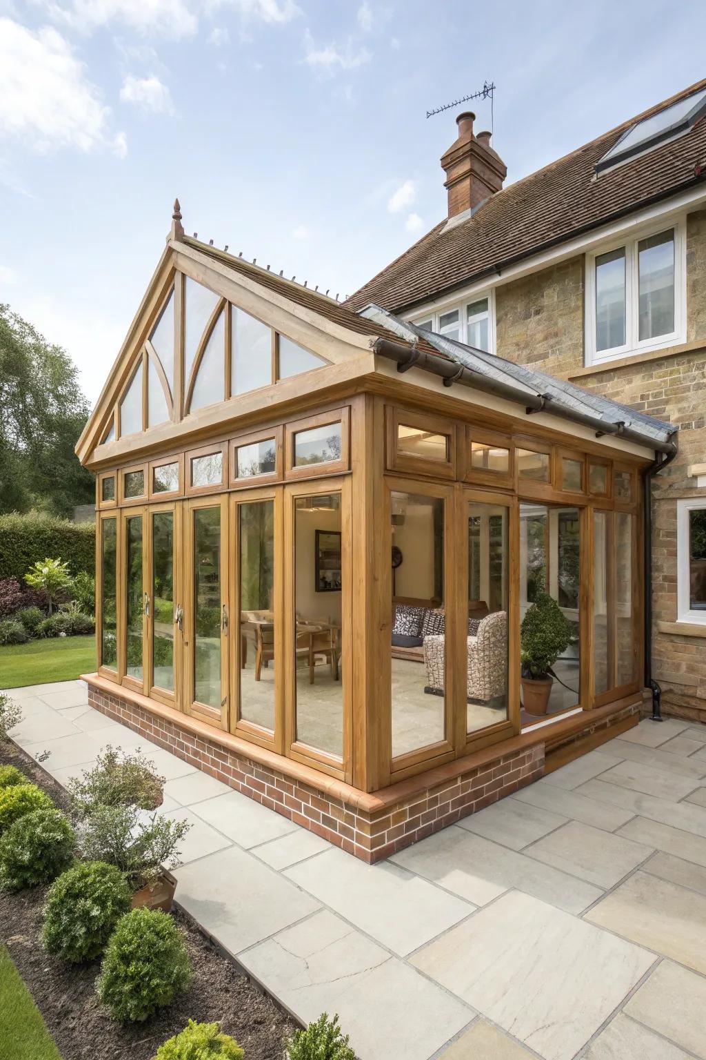 A light-filled orangery perfect for dining and relaxation.