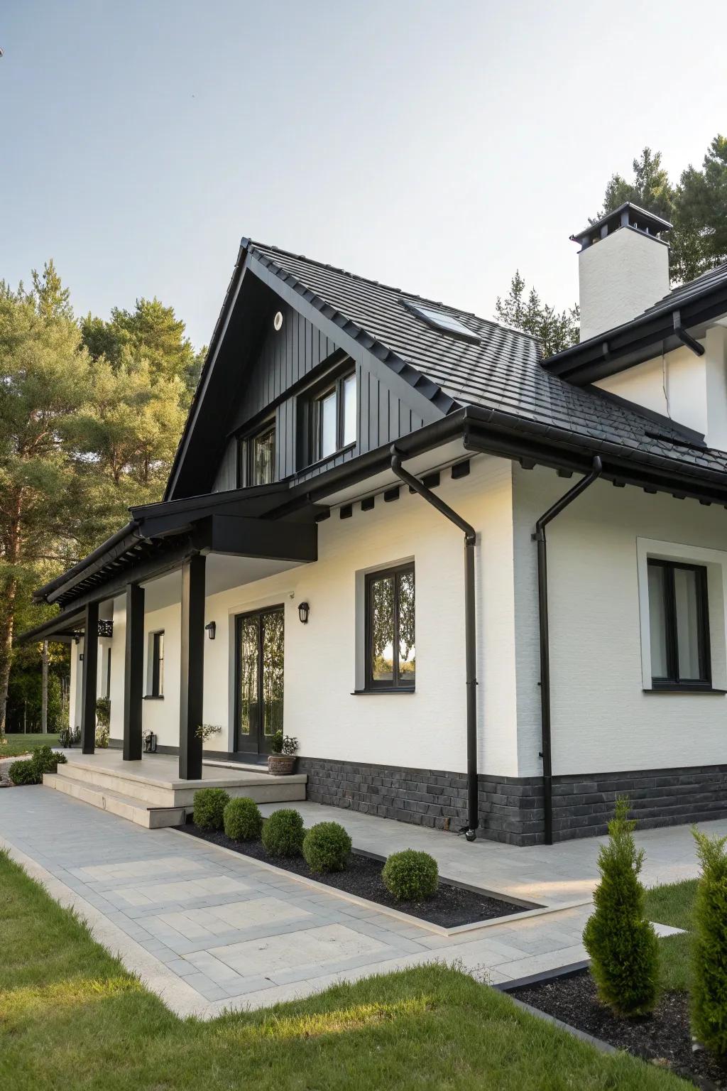 Black accents add sophistication and contrast to your exterior.